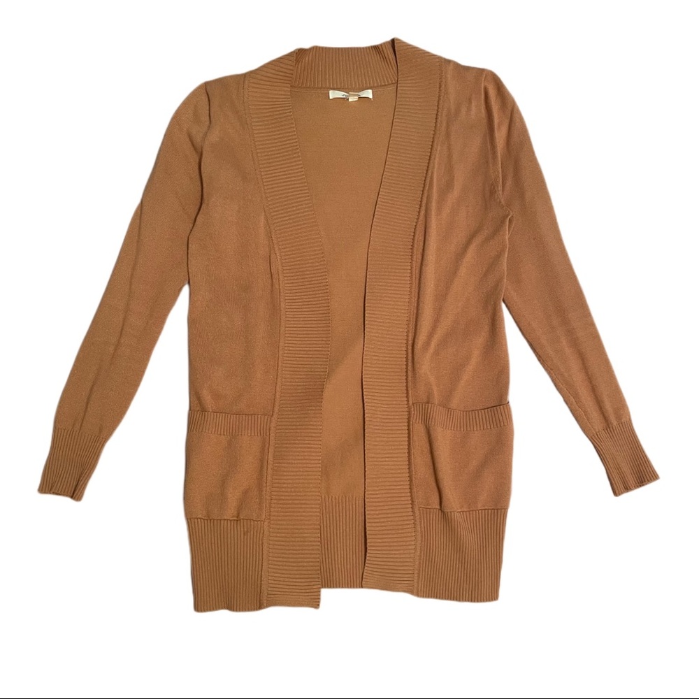 Caramel open front cardigan sweater